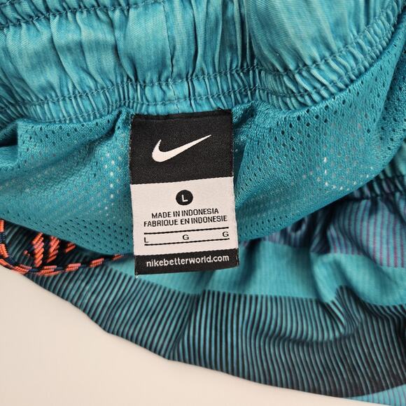 Nike Swim Volley Shorts Trunks Men's L Mesh Lined 11" Abstract Blue/Pink Striped - Picture 3 of 10